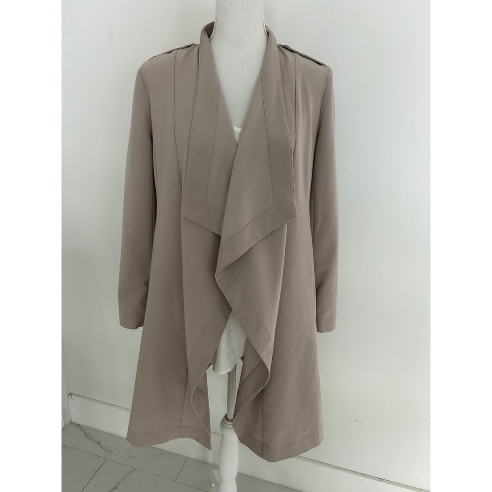 Halogen Womens Taupe Open Front Drape Waterfall Jacket Zipper Cuffs Small